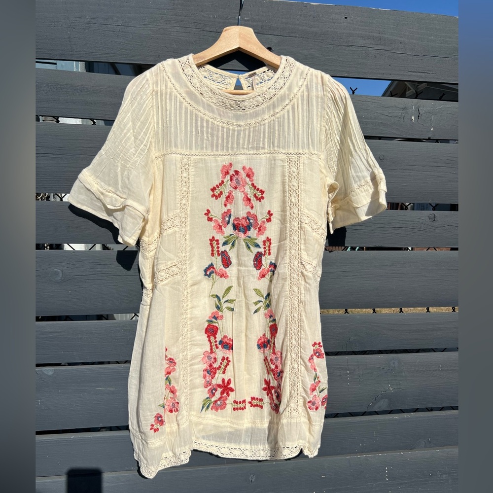 Free People Perfectly Victorian Mini Dress in Cream, S